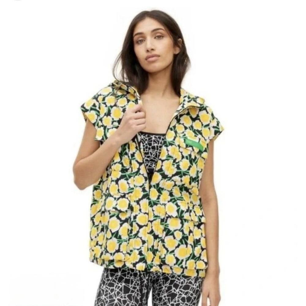 Diane Von Furstenberg x Target Rain Vest Sz 2XL Nylon Packable Yellow Poppy Hood